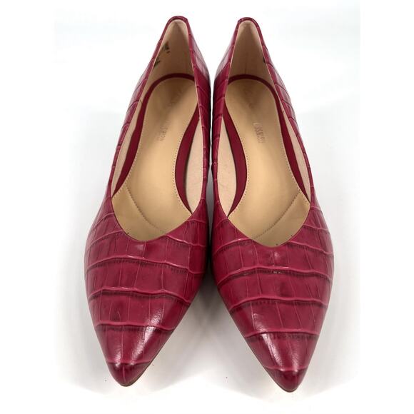 CLARKS Cushion Plus Fuchsia Leather Embossed Laina55 Classic Pump Heels - Picture 2 of 11